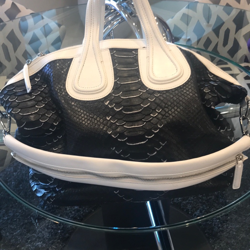 Black and white python leather bag - Picture 3 of 6